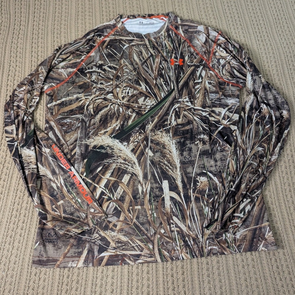 Under Armour Mens HeatGear Realtree Max-5 Camo Long Sleeve Shirt Large Hunting